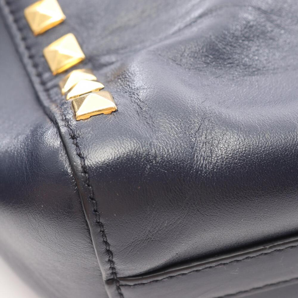 Miu Miu Studded Tote Bag Leather Navy Blue - Picture 6 of 11